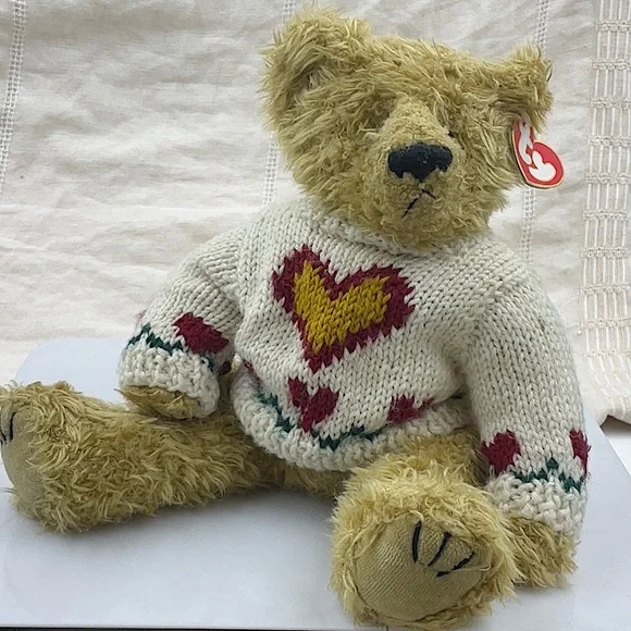 Ty 1993 Retired Attic Treasures Heartly Jointed Light Brown Teddy Bear - Picture 2 of 9